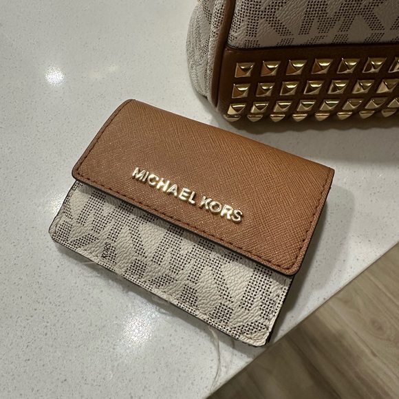 Michael Kors Abbey Mini Studded Pebbled Leather Backpack and Wallet Set - Picture 3 of 6